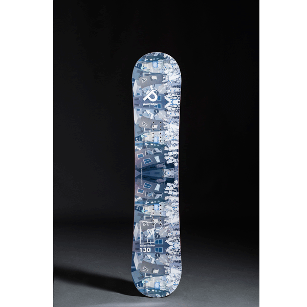 blue and white custom snowboard